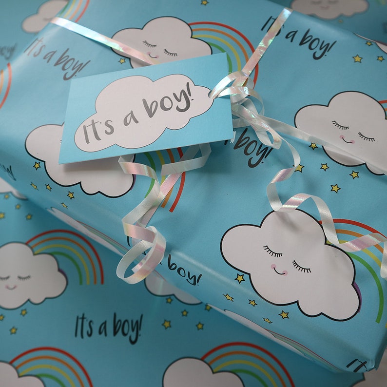 Baby Boy Gift Wrap Baby Shower Gift New Baby Christening Wrapping Paper