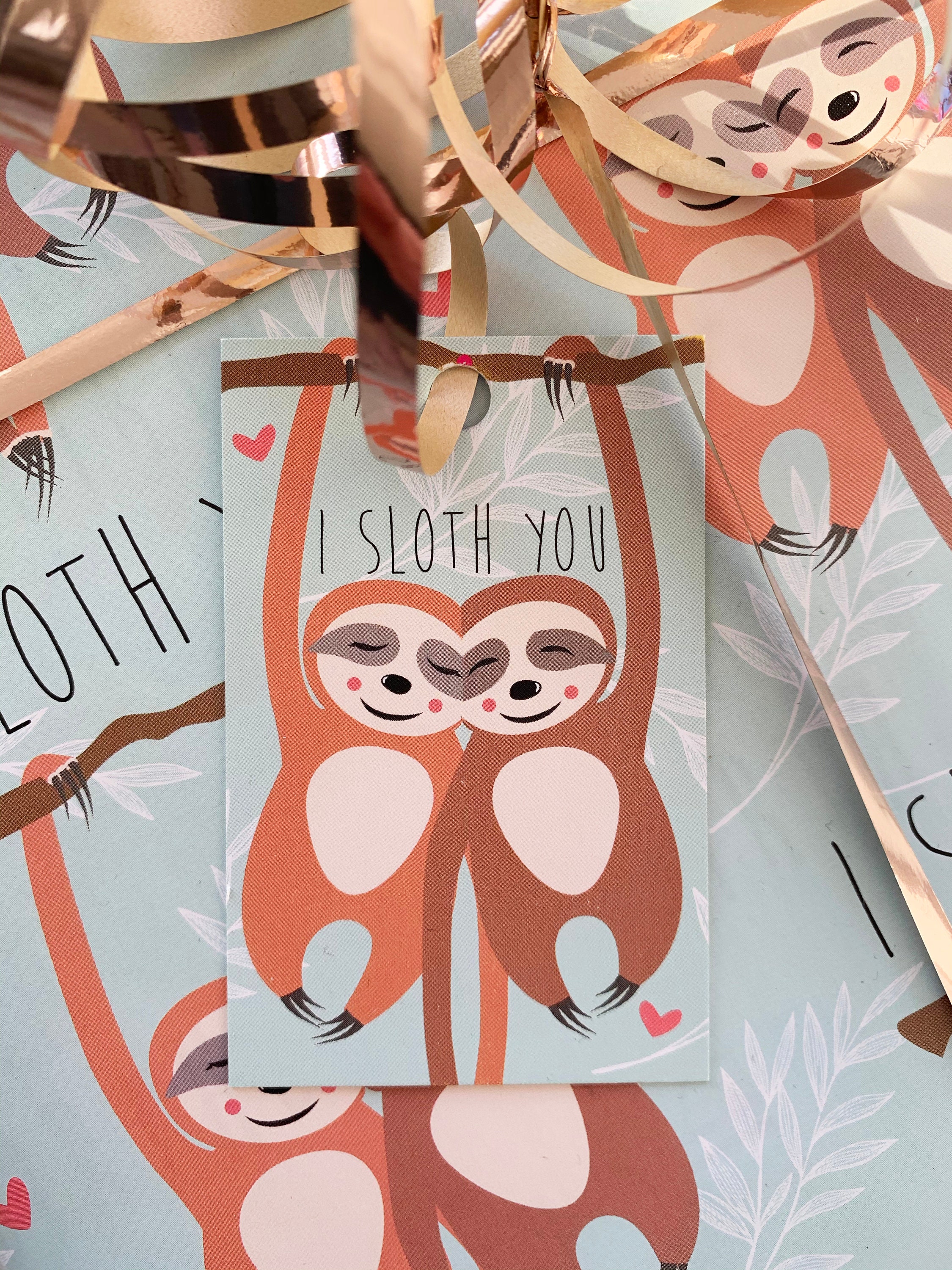 I SLOTH YOU Gift Wrap Cute Sloth Wrapping Paper Animal Etsy