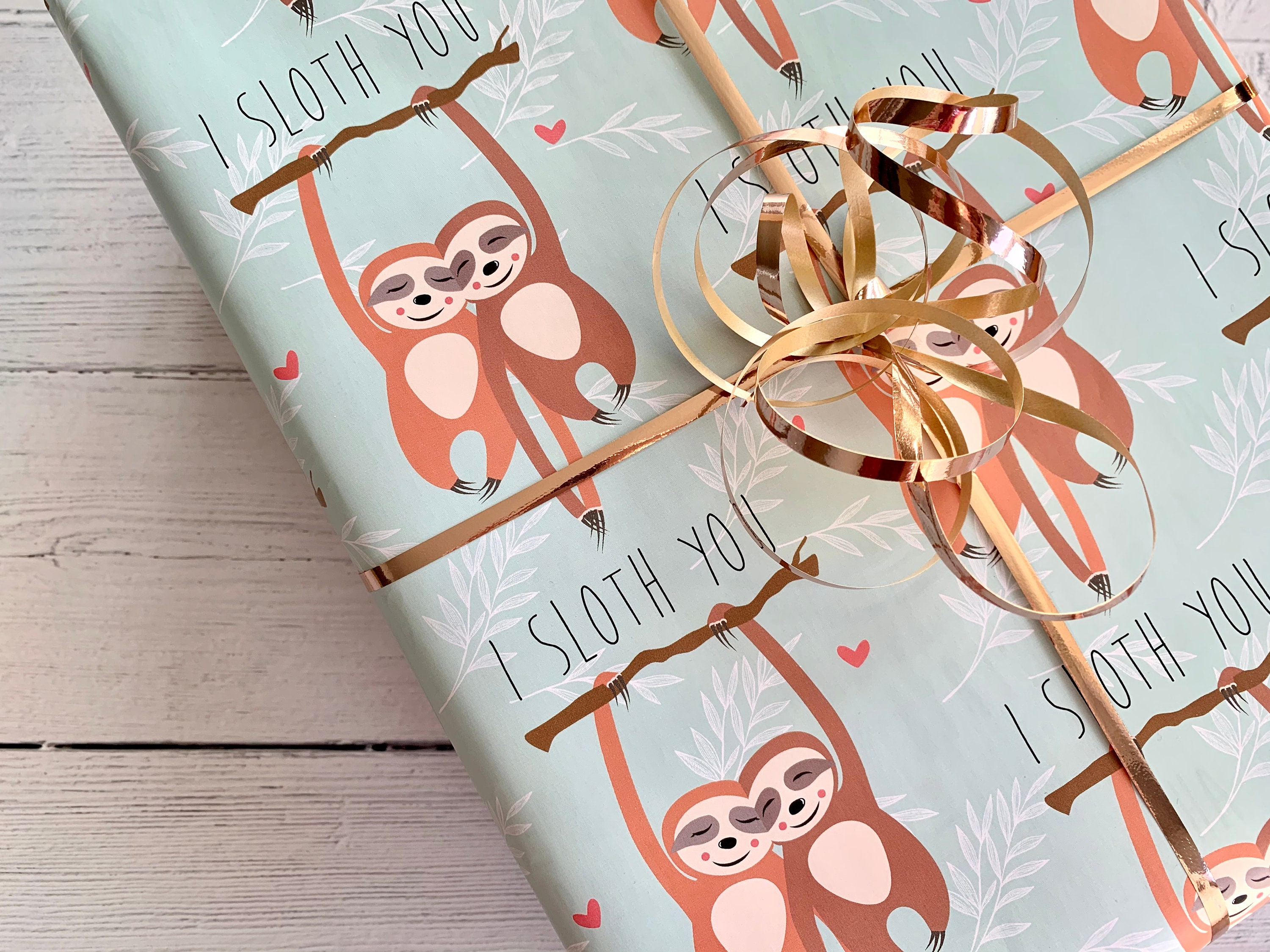 Sloth Wrapping Paper I SLOTH YOU Gift Wrap Cute Etsy UK