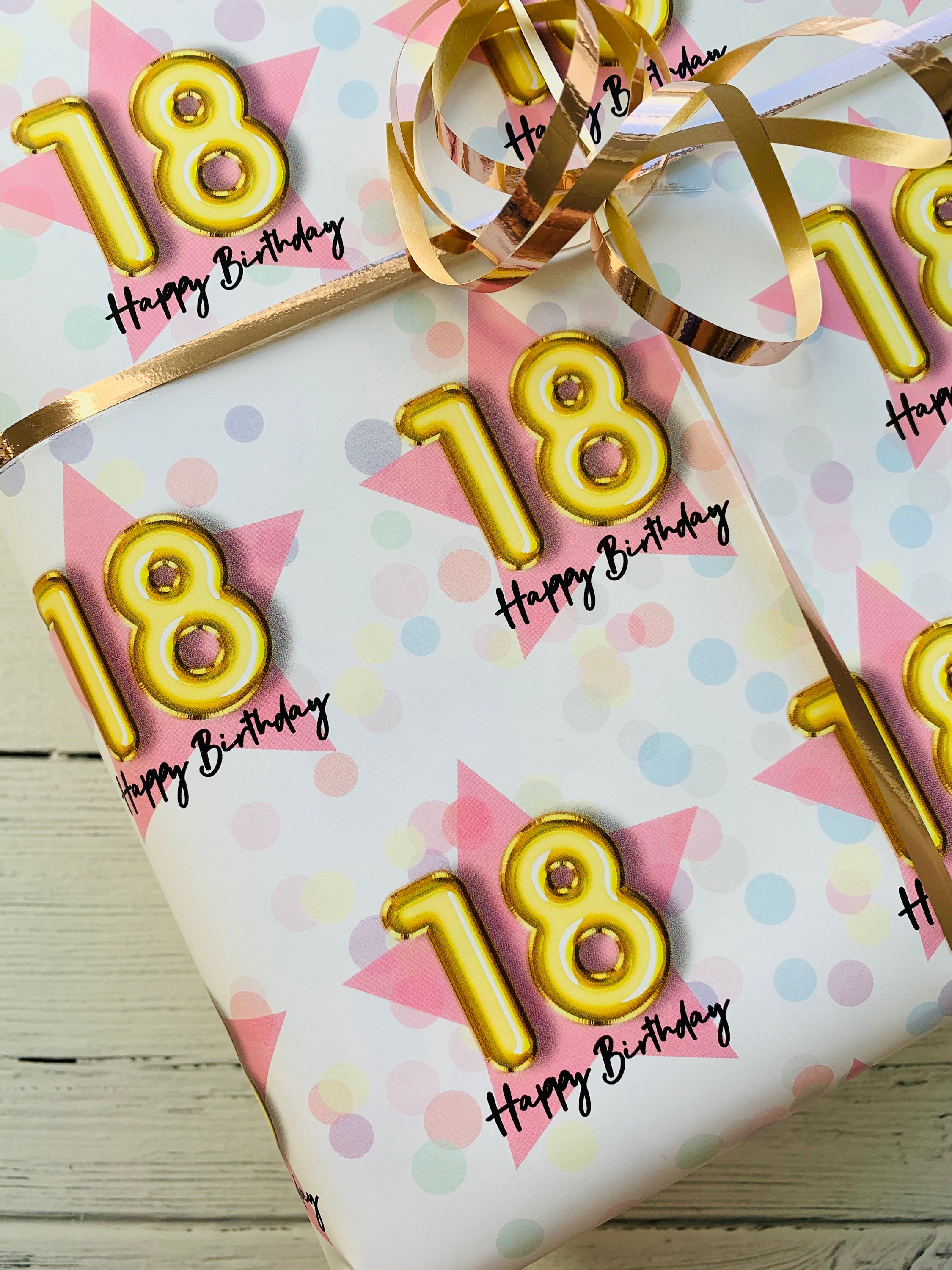 18th Birthday Wrapping Paper Happy EIGHTEENTH Birthday Etsy UK