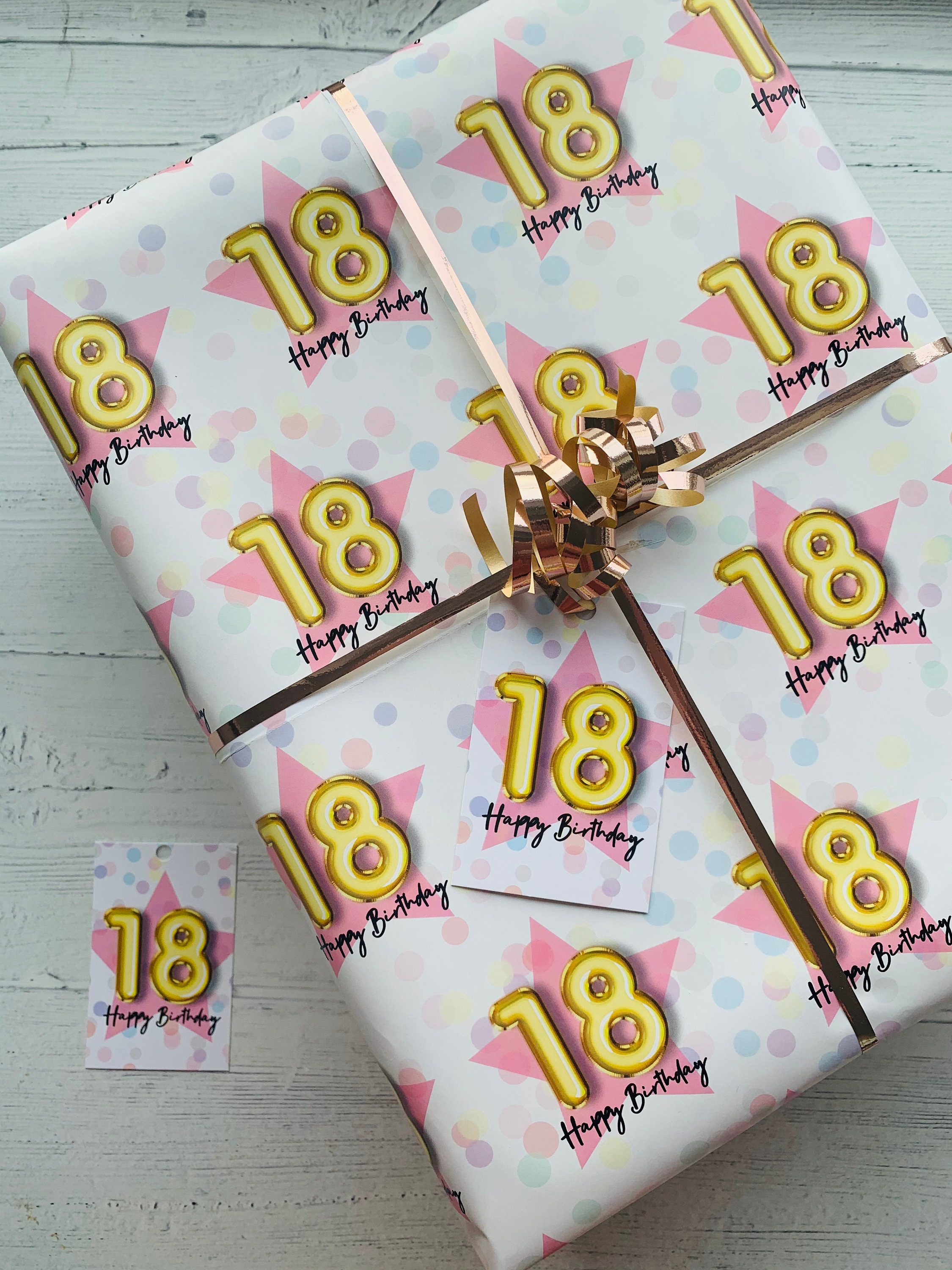 18th Birthday Wrapping Paper Happy EIGHTEENTH Birthday Etsy UK