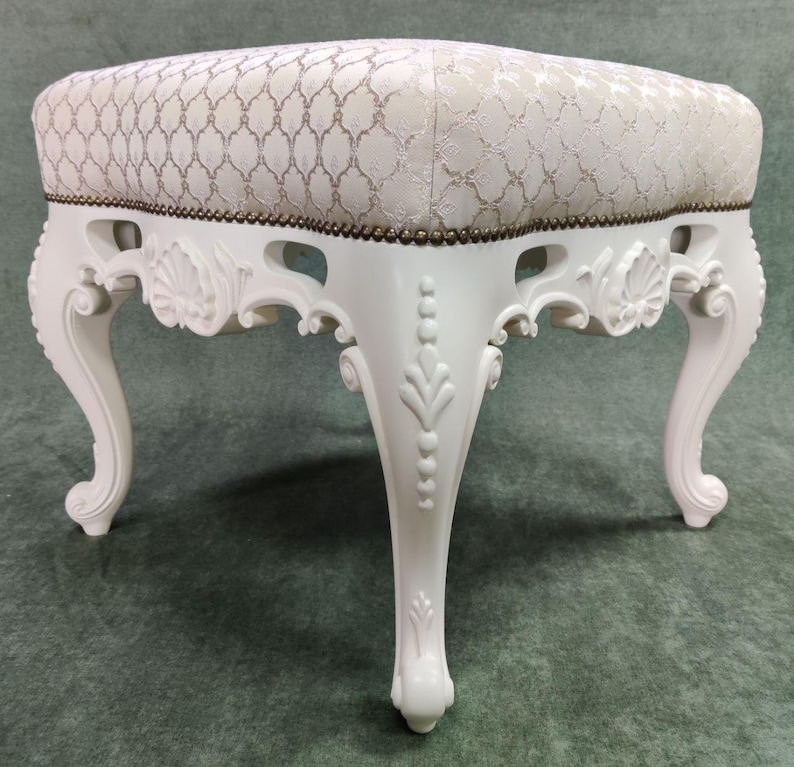 Upholstered Carved Ottoman/ Vintage Ottoman/ Footstool/ Etsy