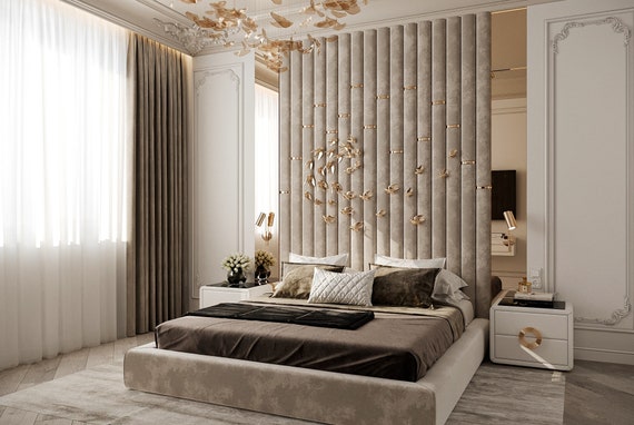 Testiere per letto matrimoniali/queen-size/king size personalizzate/su misura - Testiere per camera da letto imbottite - Pannelli murali - Decorazioni murali - Facili da installare - Italia