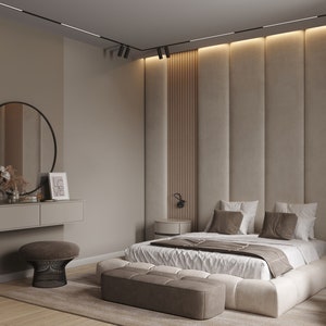 Têtes de lit rembourrées personnalisées pour lits jumeaux, doubles, queen et king size - Panneaux muraux - Décoration murale - Facile à installer