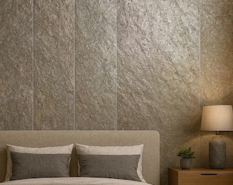 Wandpaneele in Steinoptik • MDF mit echtem Schiefer verkleidet • Natursteinpaneele • Moderne Akzentwandpaneele • Luxuriöse, strukturierte Wanddekoration