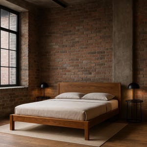 Solid Natural Wood Bed Frame, Wooden King Bed, Wooden Queen Bed