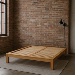 Solid Natural Wood Bed Frame, Wooden King Bed, Wooden Queen Bed