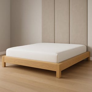 Solid Natural Wood Bed Frame, Wooden King Bed, Wooden Queen Bed