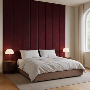 Custom Vertical Upholstered Wall Panels – Soft Modern Headboard – Any Size & Color – Easy Installation