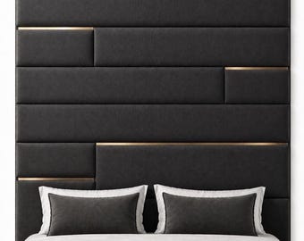 Custom Upholstered Wall Panels, Modern Wall Headboard, Floor to Ceiling Fabric Panels, Luxury Bedroom Feature Wall