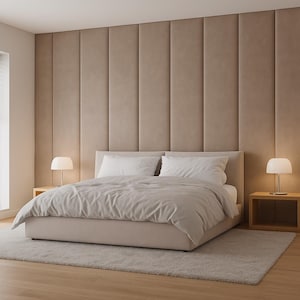 Full Wall Upholstered Headboard Panels – Custom Large Soft Panels – Modern Style Look