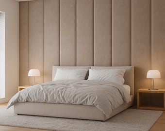 Full Wall Upholstered Headboard Panels – Custom Large Soft Panels – Modern Style Look