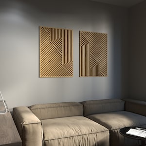 Modern Wood Wall Decor Set - Modern Wood Wall Art Set - Wood Wall Decor - Wooden Decor - Wall Decor - Abstract Wooden Wall Art  - Set of 2