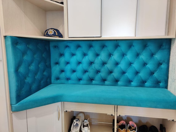 Personalized/Custom Made Wall Panels and Bench Seat/ Hallway Furniture/ Tufted Wall Panels and Seats/ Any Size -Easy to Install