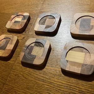 Wood Сoasters, Sous-verres à boisson, Sous-verres en bois, Sous-verres en tranches en bois, Sous-verres faits à la main, Sous-verres en bois naturel, Ensemble de 4, 3,5 &#39;&#39; x 3,5 &#39;&#39;