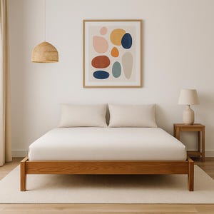 Solid Natural Wood Bed Frame, Wooden King Bed, Wooden Queen Bed
