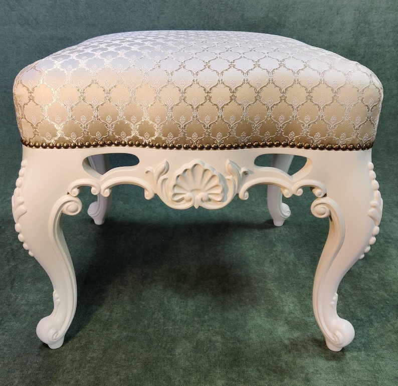 Upholstered Carved Ottoman/ Vintage Ottoman/ Footstool/ Etsy