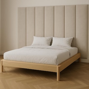 Solid Natural Wood Bed Frame, Wooden King Bed, Wooden Queen Bed