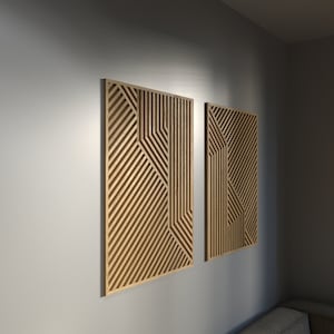 Modern Wood Wall Decor Set - Modern Wood Wall Art Set - Wood Wall Decor - Wooden Decor - Wall Decor - Abstract Wooden Wall Art  - Set of 2