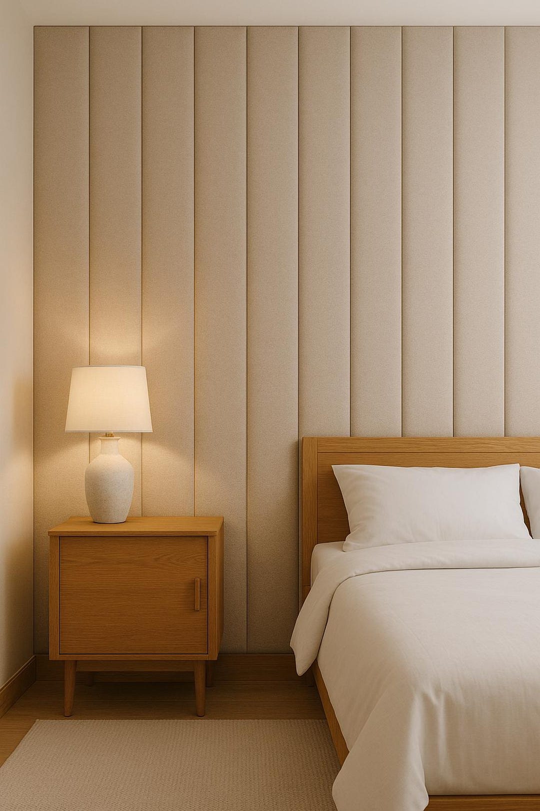 Beige Velvet Upholstered Wall Panels – Luxury Headboard for Bedroom ...