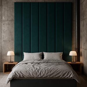 Custom Vertical Upholstered Wall Panels – Soft Modern Headboard – Any Size & Color – Easy Installation