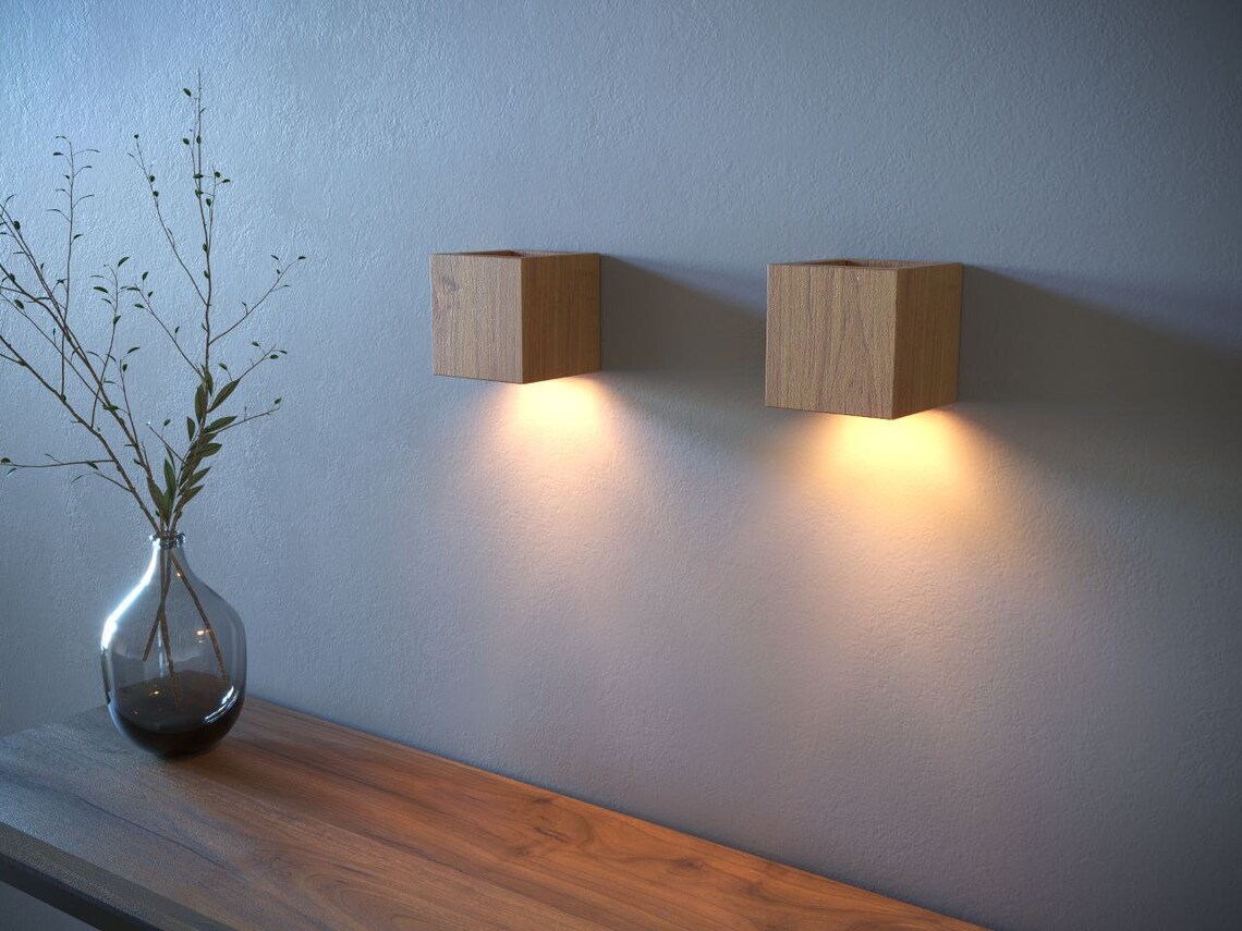 Wood Wall Sconce Wall Lamp Hanging Lights Led Light Etsy
