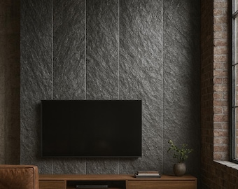 Wandpaneele in Steinoptik • MDF mit echtem Schiefer verkleidet • Natursteinpaneele • Moderne Akzentwandpaneele • Luxuriöse, strukturierte Wanddekoration