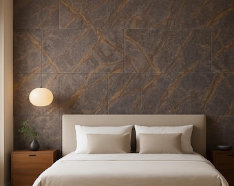 Wandpaneele in Steinoptik • MDF mit echtem Schiefer verkleidet • Natursteinpaneele • Moderne Akzentwandpaneele • Luxuriöse, strukturierte Wanddekoration
