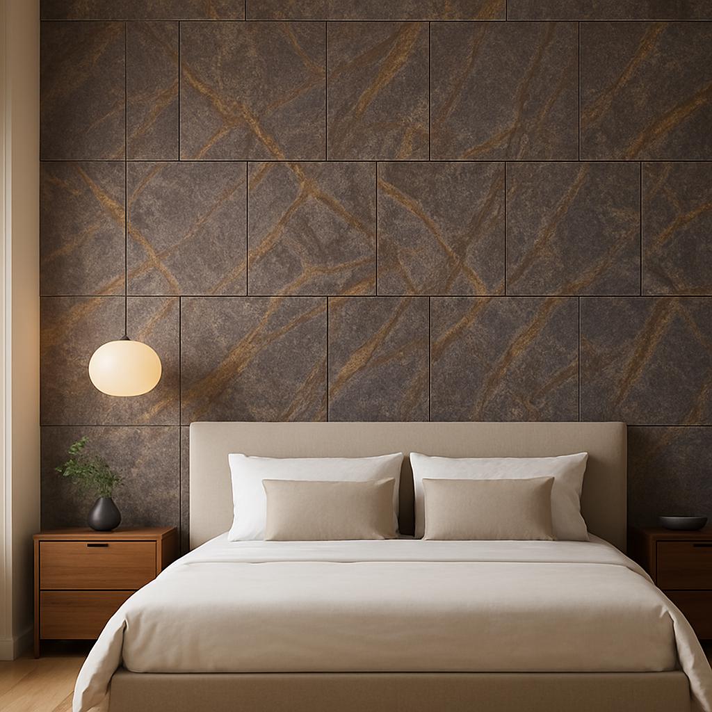 View of Stone Veneer Wall Panels • MDF Covered With Real Slate • Natural Stone ...