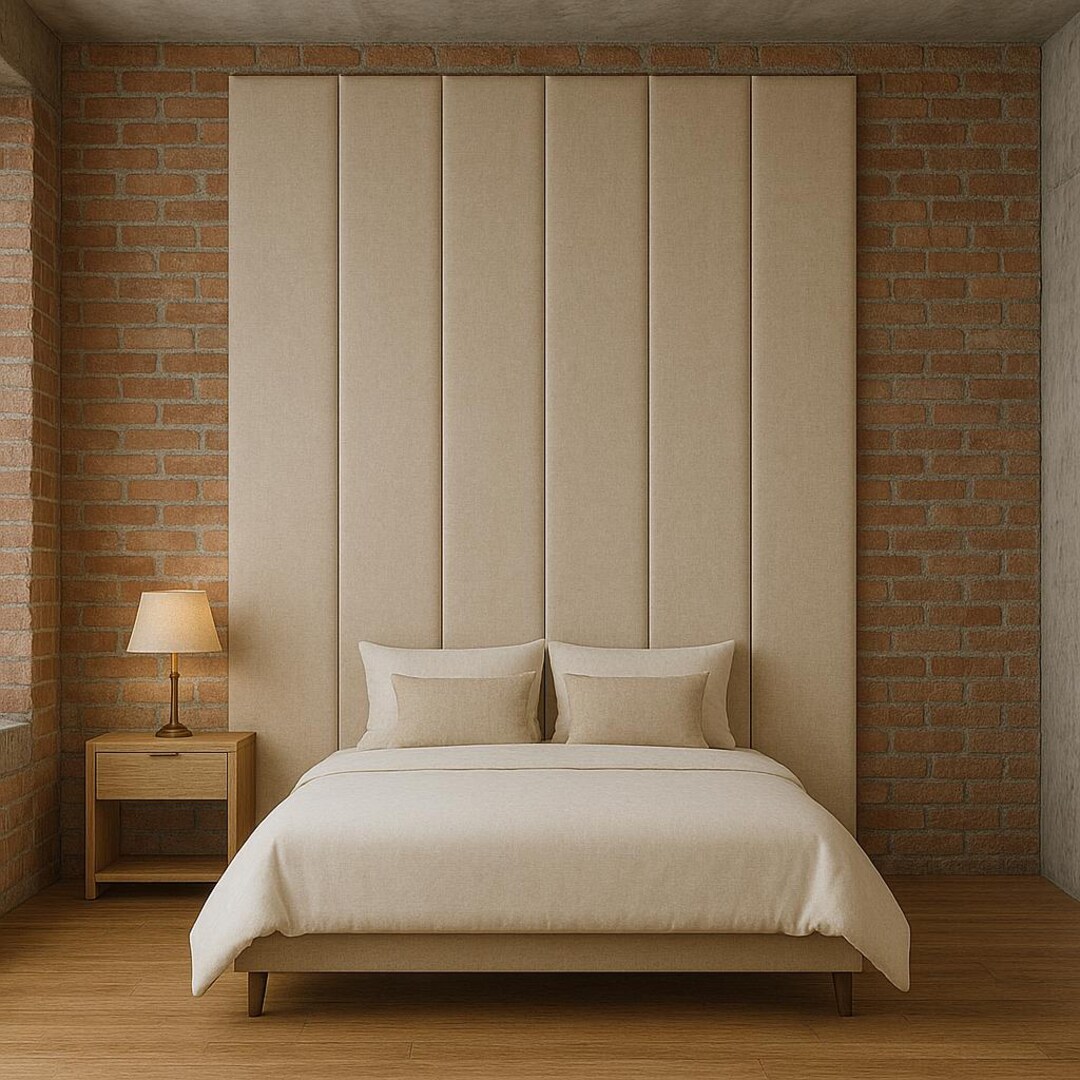 Beige Faux Leather Wall Panels – Soft Upholstered Headboard | Easy ...