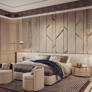 Testiere per letto matrimoniali/queen-size/king size personalizzate/su misura - Testiere per camera da letto imbottite - Pannelli murali - Decorazioni murali - Facili da installare