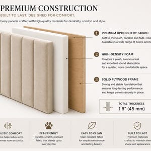 Personalized/Custom Made - Upholstered Twin/Double/Queen/King Headboards Bedroom Headboard - Wall Panels-Wall Art-Wall Decor-Easy to Install image 5