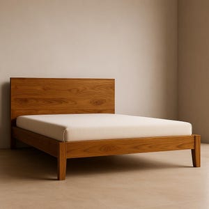 Solid Natural Wood Bed Frame, Wooden King Bed, Wooden Queen Bed