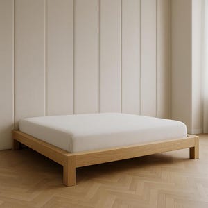 Solid Natural Wood Bed Frame, Wooden King Bed, Wooden Queen Bed