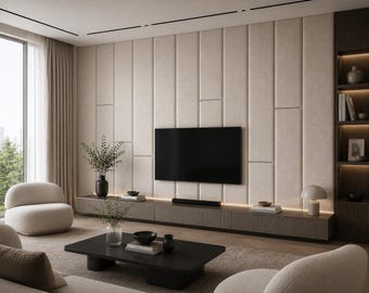 Paneles de pared de tela premium | Pared multimedia tapizada moderna | Paneles de pared decorativos suaves de lujo