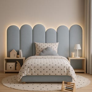 Upholstered Wall Headboard Panels – Custom King Headboard – Soft Padded Wall Panels for Bedroom Decor