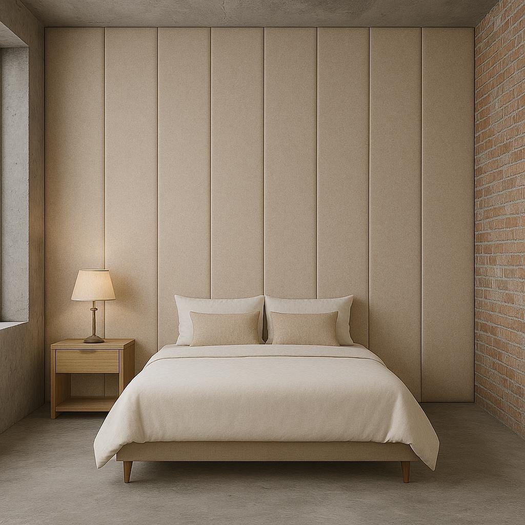 Beige Faux Leather Wall Panels – Soft Upholstered Headboard | Easy ...
