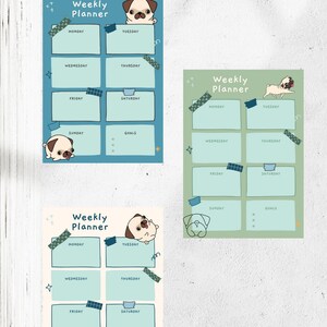Printable Weekly Planner Layout || Pug Weekly Planner - Etsy