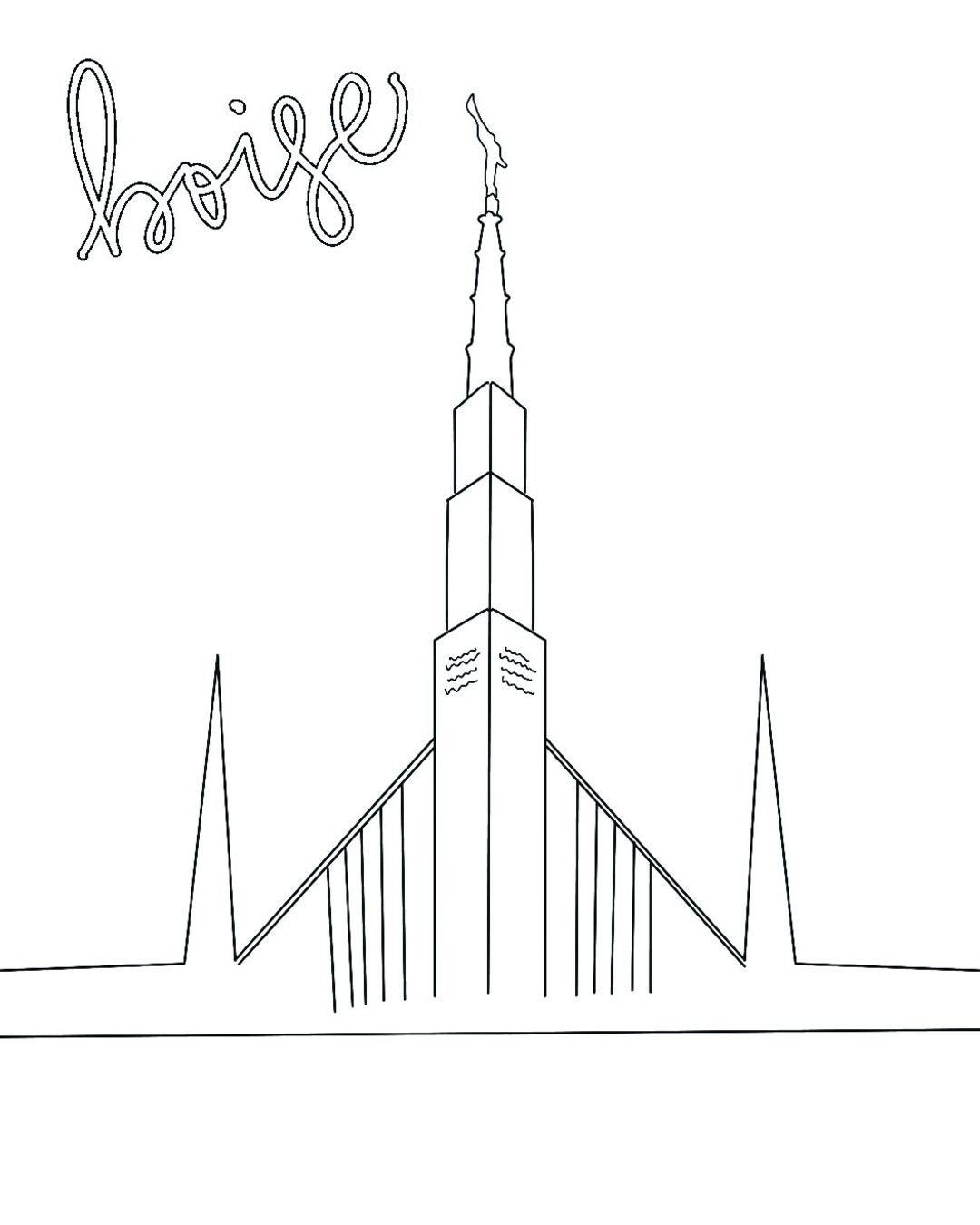 BOISE TEMPLE Temple Coloring Page, Digital Download - Etsy