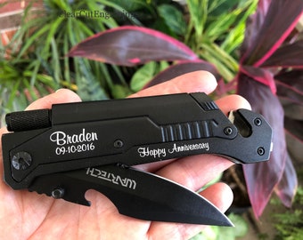 1 Year Anniversary Gift, Husband Gift, Mens Personalized, Knife, Mens Gift, Tactical Knife, Boyfriend Gift, Pocket Knife, Gifts for Him