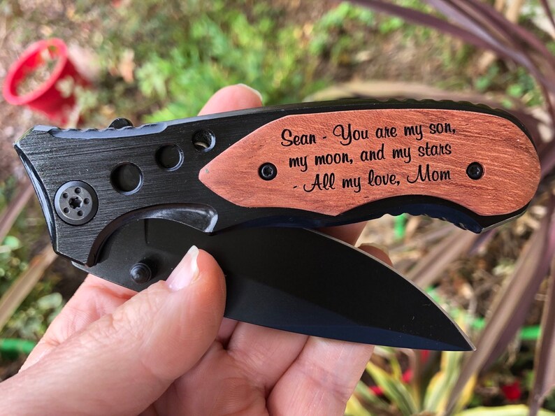 Christmas Gift for Son from Mom and Dad, Personalized Gifts for Son, Mom to Son Gifts, Custom Engraved Knife, Son Birthday Graduation Gifts 