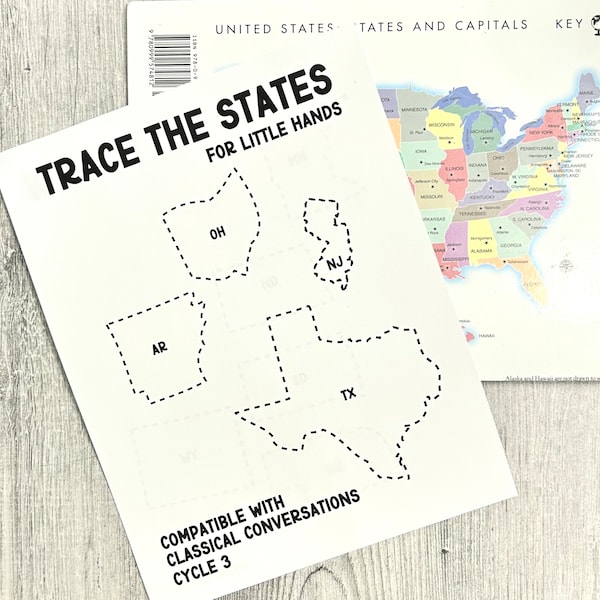 Trace the 50 States For Little Hands Easy Tracing of the 50 US States Compatible with Classical Conversations Cycle 3 States and Capitals