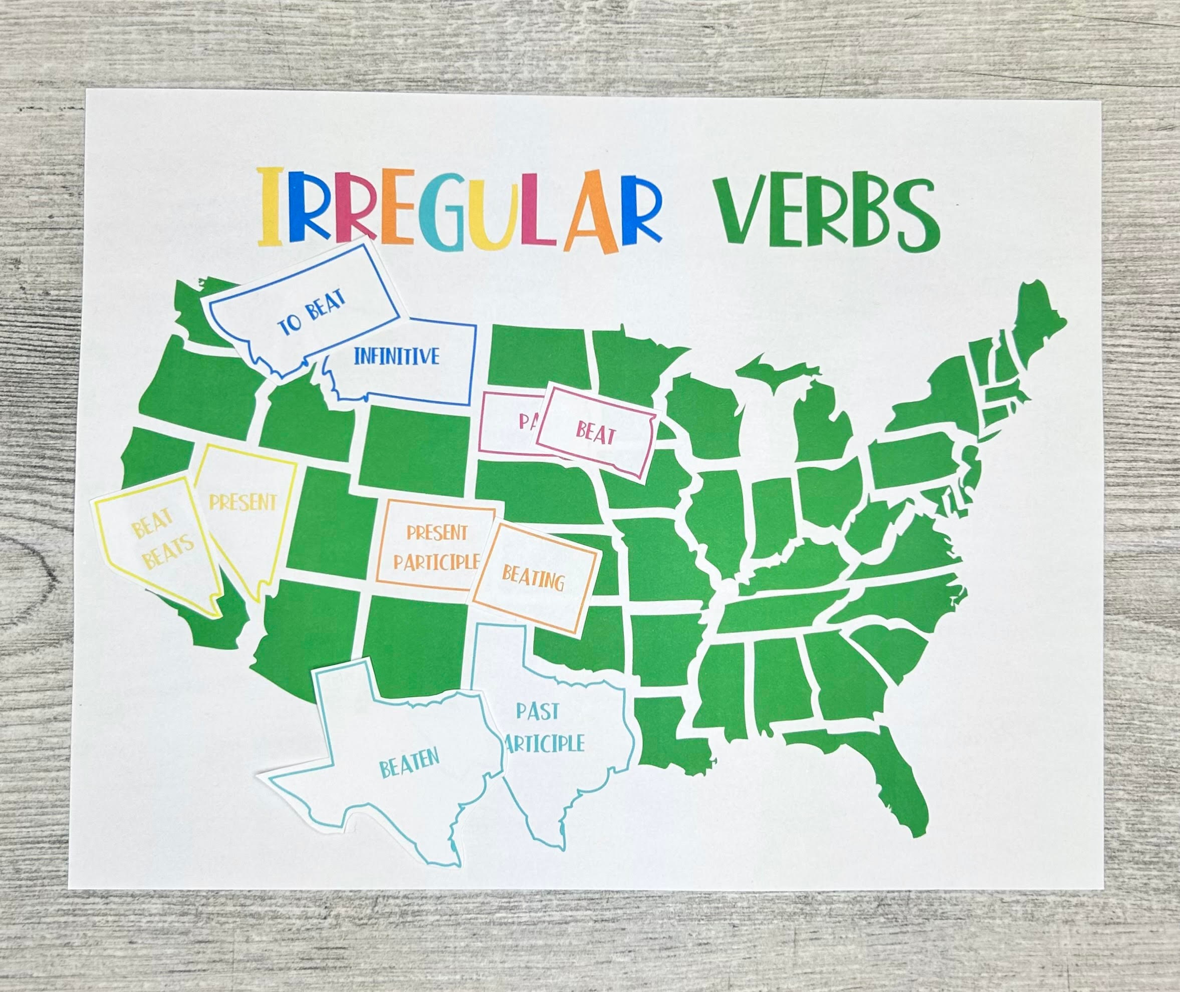 Irregular Verb Matching Activities for 12 Weeks of English Irregular