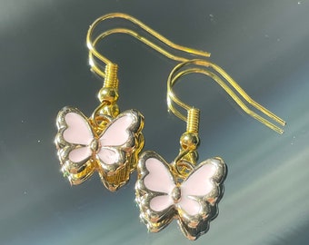 Butterfly Enamel Earrings - Huggie, Fish Hook or Clip-on