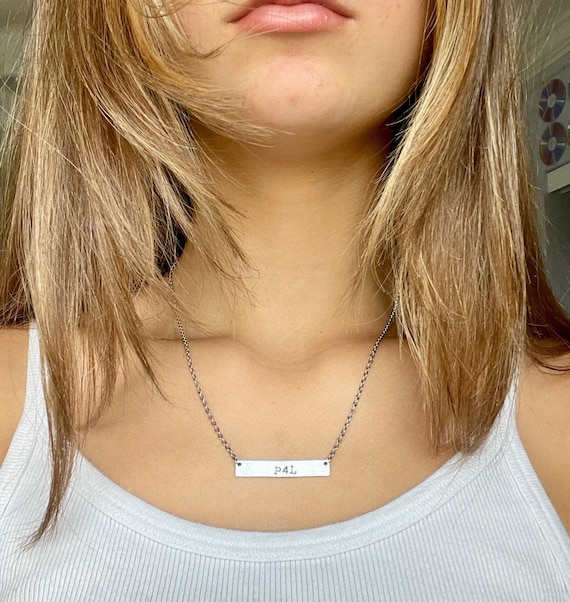 P4L Pogue for Life Outer Banks Hand Stamped Bar Necklace