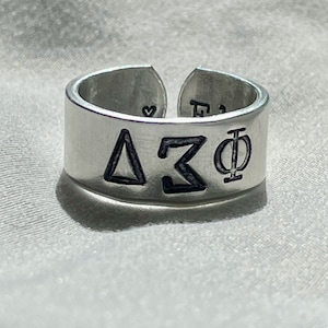 Greek Fraternity or Sorority Ring / Hand Stamped Metal Ring / Secret Message