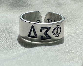 Greek Fraternity or Sorority Ring / Hand Stamped Metal Ring / Secret Message