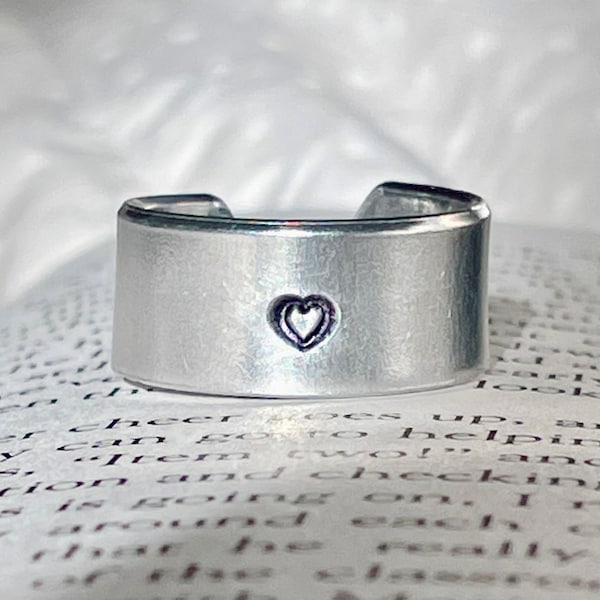 Heart Ring  / Hand Stamped Metal Ring / Secret Message