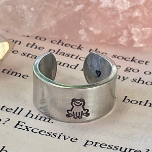 Frog Ring / Hand Stamped Metal Ring / Secret Message