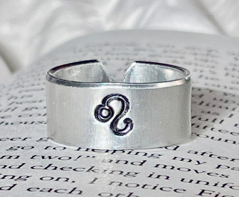 Zodiac Sign Rings / Hand Stamped Metal Ring / Secret Message Etsy